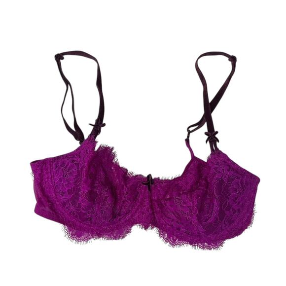 Victoria's Secret Magenta Lace Bra & Natori Brown Mesh & Lace Bra Size 34C - Picture 2 of 13